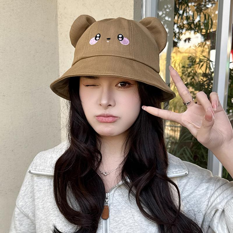 

Fisherman hat children cartoon cute bear hat spring and summer face covering versatile basin hat student outdoor sun protection hat 56-59CM