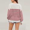 QICED Autumn Winter O-Neck Striped Loose Large-size Sweater for Women