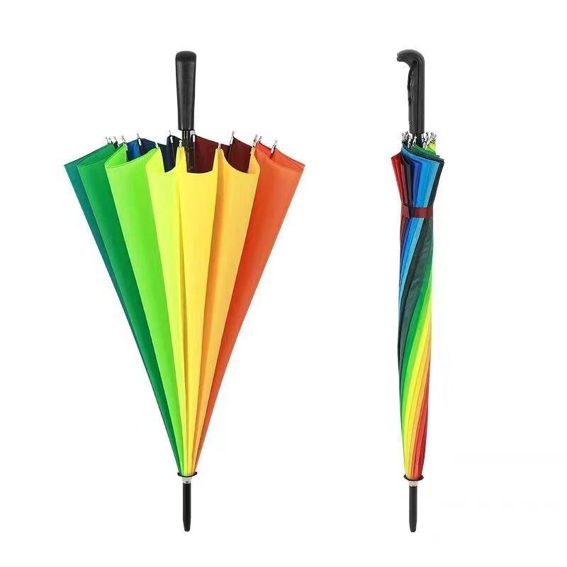 24-Rib Windproof Rainbow Straight Umbrella
