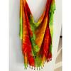 Used Tie-dye scarf shawl, multicolor with fringe