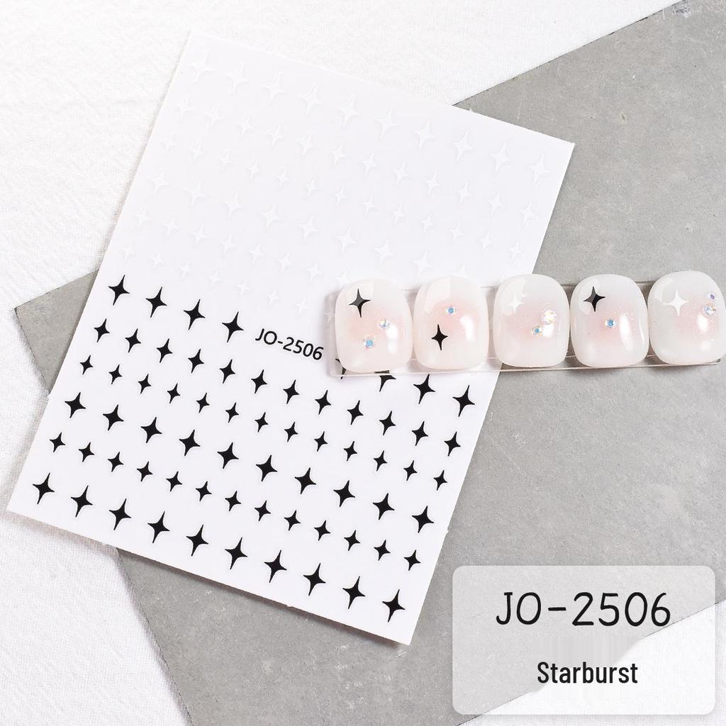 Black & White Nail Decals - Star, Heart, Bow Designs