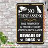 1pc Vintage Metal No Trespassing Sign, Beware of Dog & Cameras Alert, 8x12 Inch Rustic Deterrent Plate for Fence