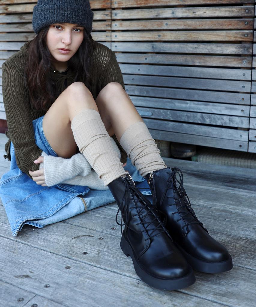Moodnight Haley Lace-Up Platform Walker Ankle Boots - 3 Colors