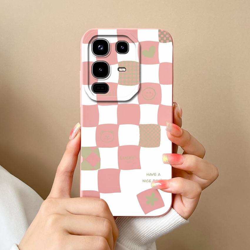 Cover Case For Infinix Note 50 Pro Plus 50S 50X Beautiful Plaid Pattern Soft Liquid Silicone High Quality Screen Protector For Infinix Anti Fall Shell