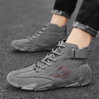 2024 New Fashion Brand Men's Trend Combat Boots Outdoor Casual Warm Plush Walking Boots Mountaineering Travel Shoes Ankle Boots