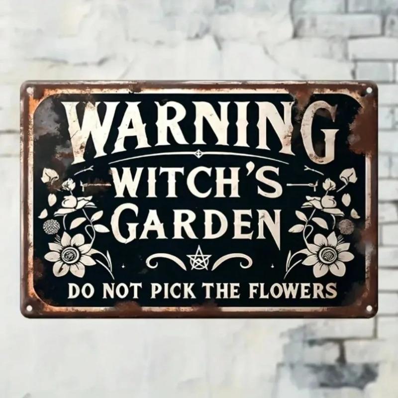 Metal Witch Garden Sculpture Vintage Gothic Wall Decor Halloween Home Bar Sign