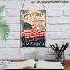 2D Flat Vintage 4th of July USA Flag Aluminum Sign Independence Day Decor 4th of July Party, Independence Day Decor, Patriotic Backyard, Summer