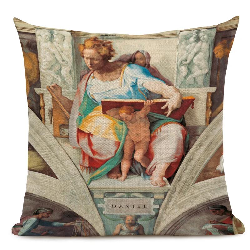 Michelangelo Print Pictură în Ulei Faimoasă Față de Pernă Decor Mural Italian Față de Pernă Husă Pernă Sofă