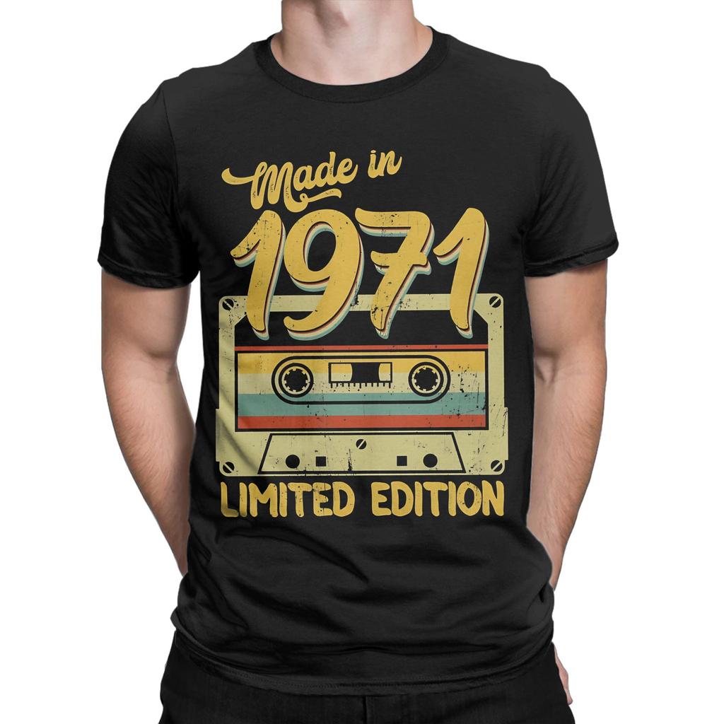 Vintage 1971 Limited Edition Unisex Unisexs T Shirt 55th Birthday Novelty Tees Short Sleeve Round Neck TShirts Cotton Tops