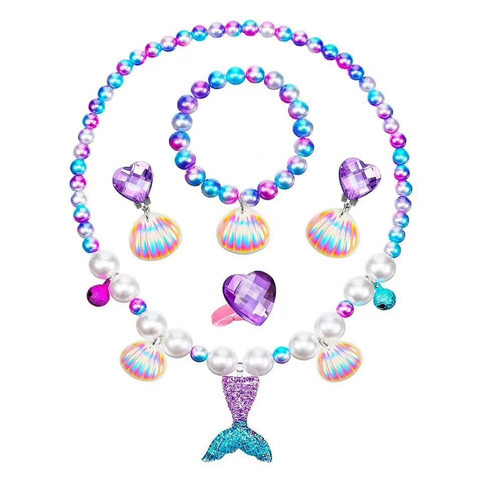Children'S Princess Crown Accessories Necklace Set Bag Accessories Mermaid Generation Children'S Birthday Gift Jewelry