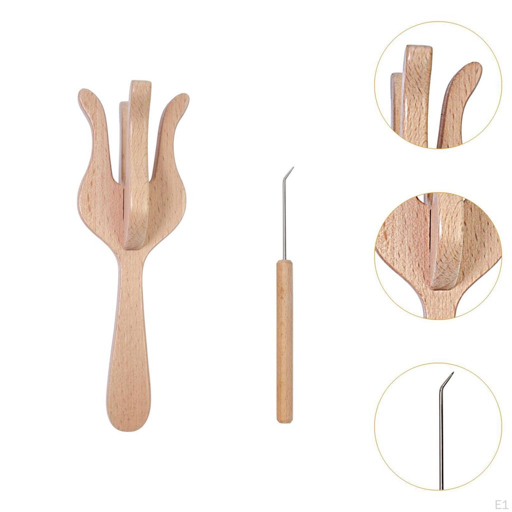 Wooden Knitting Fork and Needle,DIY Weaving Braiding Multipurpose Sturdy Double Head Lucet