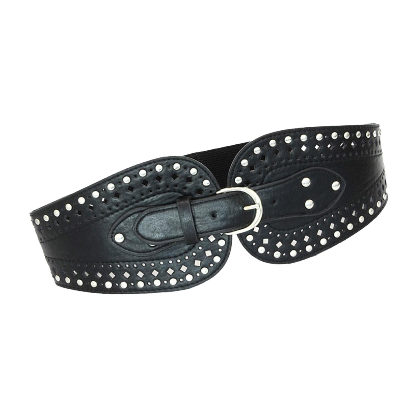 

Trendy Wide Waist Belt Rock Styles Rivets Waistband Adjustable Studded Belt Women Accessories чёрный