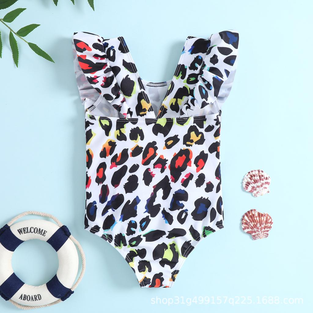 Leopard Print Ruffle Girls' One-Piece Swimsuit