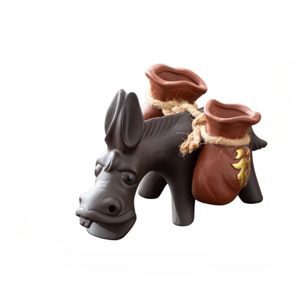 Purple Sand Tea Pet Donkey Decoration Household Tea Play Ornament Handmade Fortunate Flower Office Creative Decoration Crafts