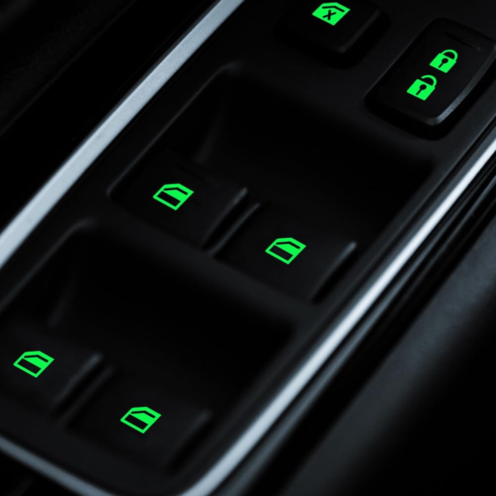4 Stück Auto Leuchtende Knopfaufkleber Fluoreszierende Klebeaufkleber für Stilvolles Auto-Interieur Einfache Montage Nachtsicherheitsaufkleber für Fenster und Armaturenbrett-Knöpfe
