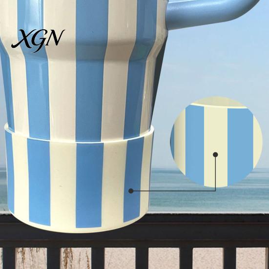 Durable Silicone Boot for Ice Cups Striped Cup Cover, Elastic Protective Sleeve, Waterproof Non Slip Easy Clean Sleeve Commuting Protector, Base Cover