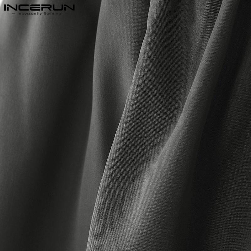 INCERUN Men Elastic Waist Irregular Layers Casual Loose Wide Leg Ankle Pants