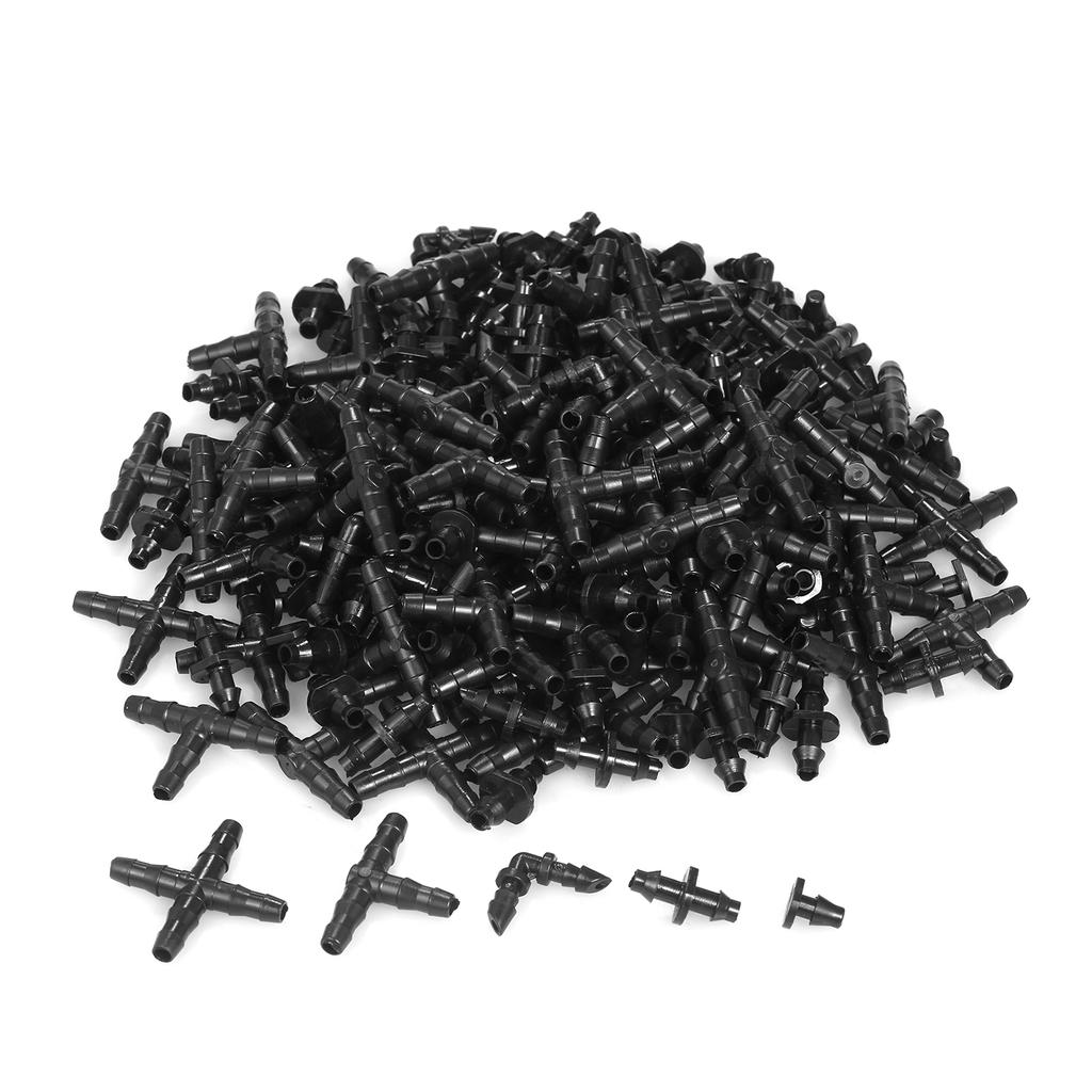 250 Pieces Irrigation Fitting Kit Drip Irrigation Barbed Connectors Compatible with 1 4 Inch Water Hose Connectors for