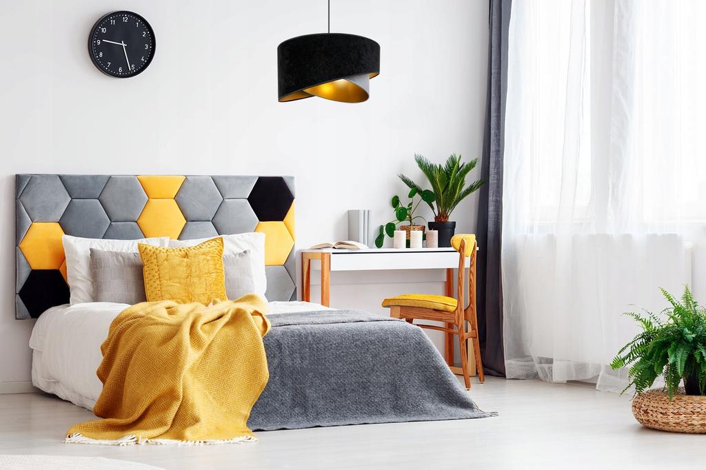 Hanging Lamp Ceiling Chandelier Golden Velvet Lampshade