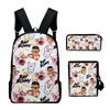 Fashion Novelty Luxury Bad Bunny 3D Print 3pcs/Set Pupil School Bags Laptop Daypack Backpack Inclined Shoulder Bag Pencil Case