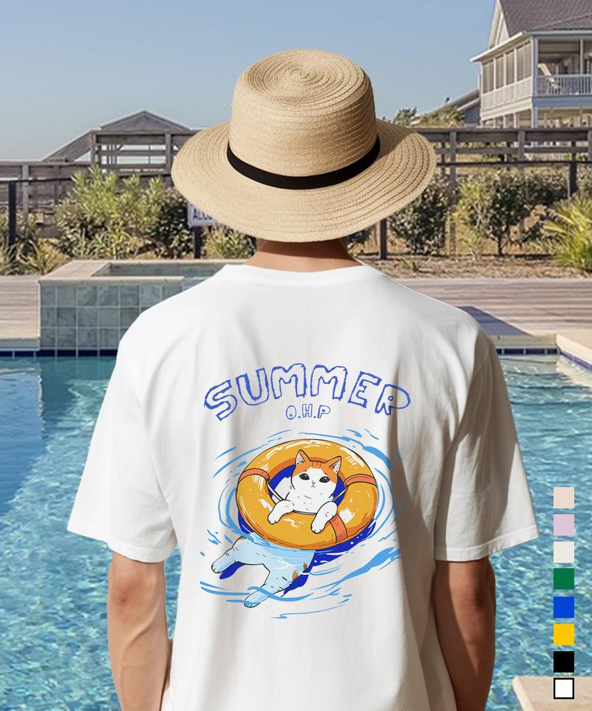 OHP Ohpxharmonia Bwater Play Cat Semi-Oversized Short Sleeve Tee (B Type)