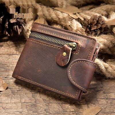 Malunt Men's Retro Slim Full-Grain Leather Wallet with Driving License Slot