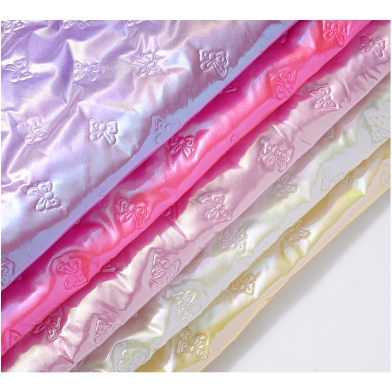 20/50/100cm*140cm 2mm PU Leather Quilting Fabric Ultrasonic Butterfly Embossing Cotton Lining Fabric for DIY Sewing Luggage Bags