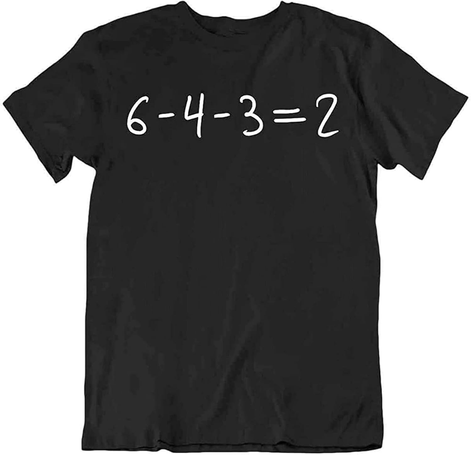 Men s Double Play Equation 6 4 3=2 Math T Shirt Tee T Funny Mens Shirt L