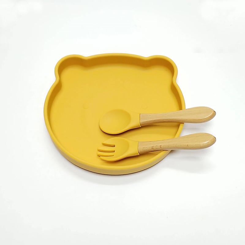 Non-Toxic Children'S Silicone Suction Cup Dinner Plate Bear Complementary Food Dinner Plate Food Grade Baby Learn To Eat Training Tablewar