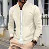 European and American ins men's autumn and winter new waffle solid color zipper baseball jersey pocket long-sleeved jacket