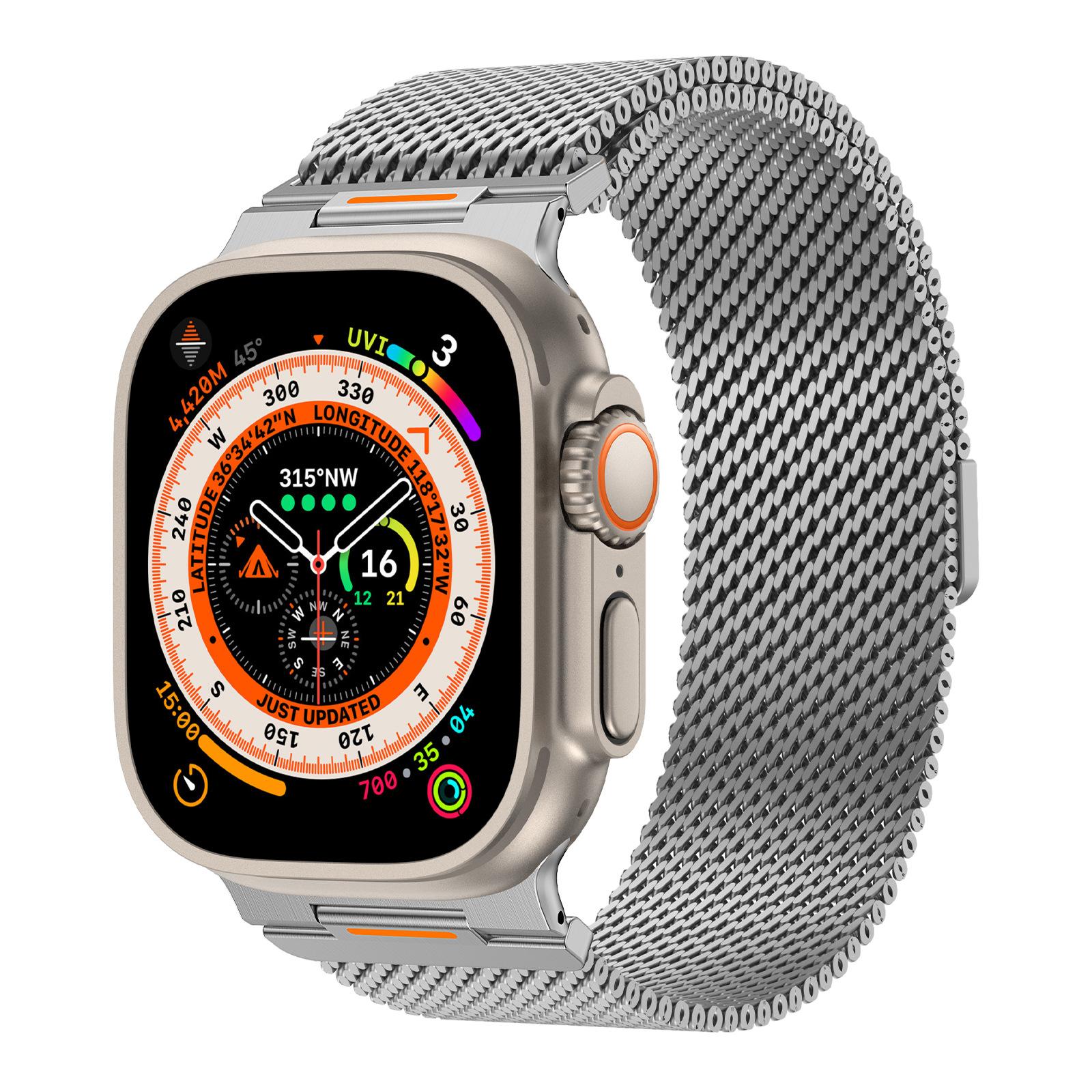

Ремешок из нержавеющей стали для Apple Watch Series 11 10 9 8 7 6 5 4 SE3 Магнитный ремешок для IWatch Ultra 3 2 49мм 46мм 44мм 45мм Correa Ultra 3 2 1 49mm&Without box серебряный