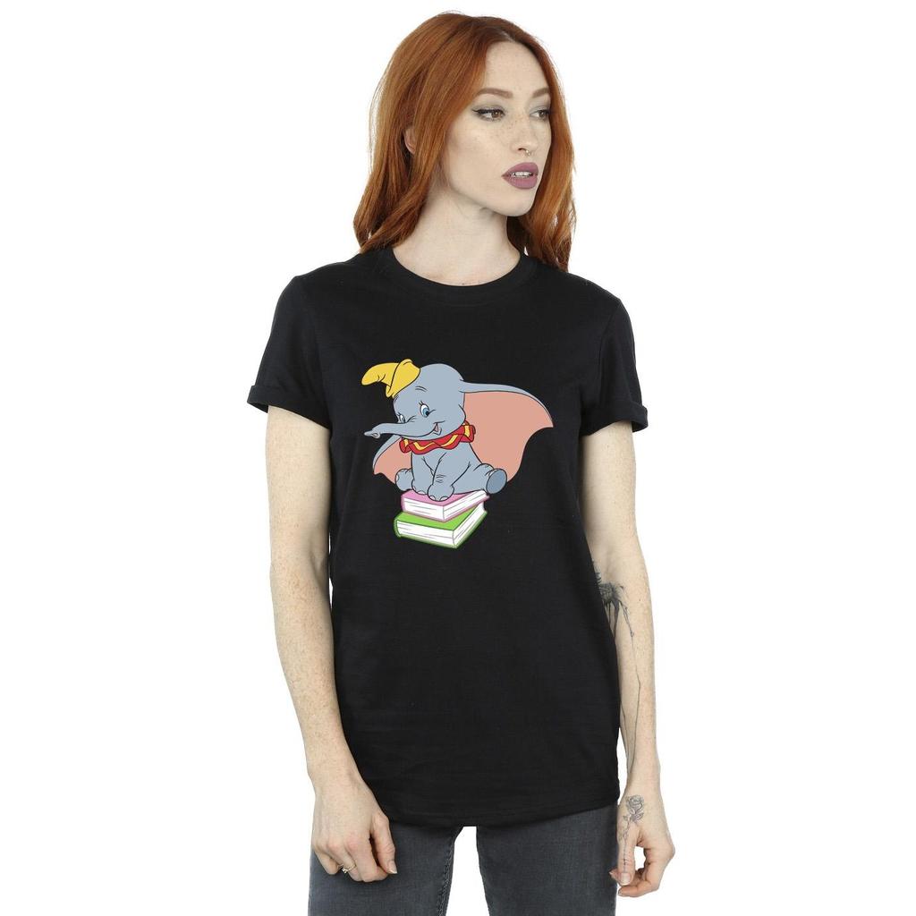 Disney Womens/Ladies Dumbo Sitting On Books Cotton Boyfriend T-Shirt