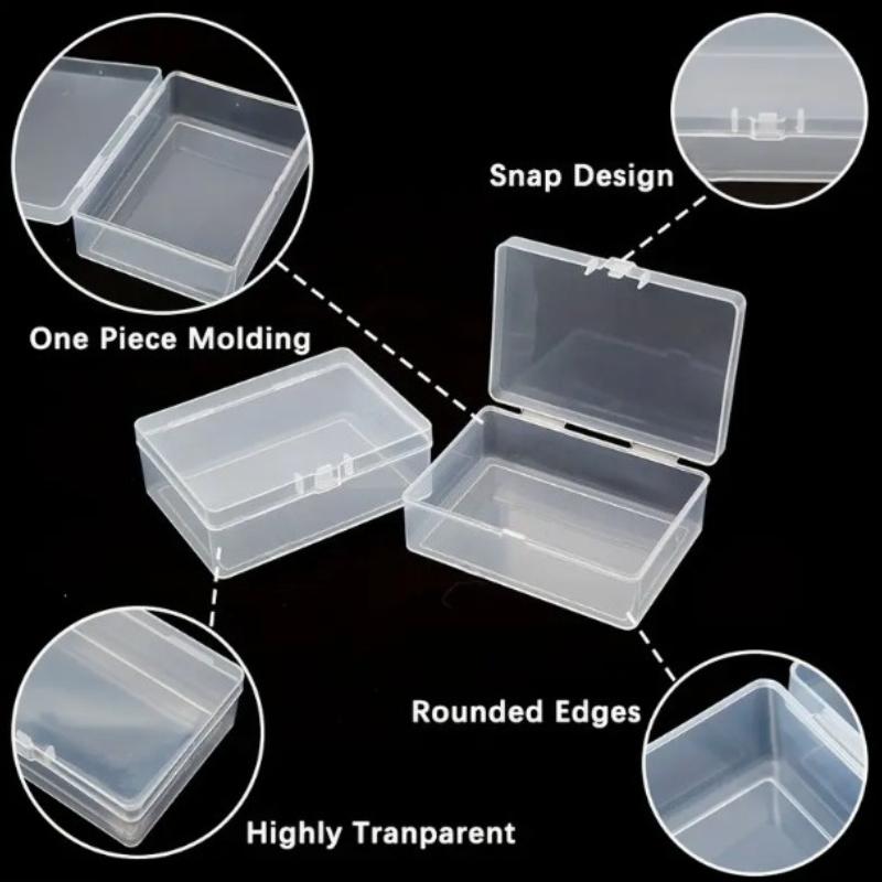 6pcs Clear Plastic Storage Boxes with Secure Flap Lid Closure - Stackable, Transparent Organizer Boxes for Trading Cards
