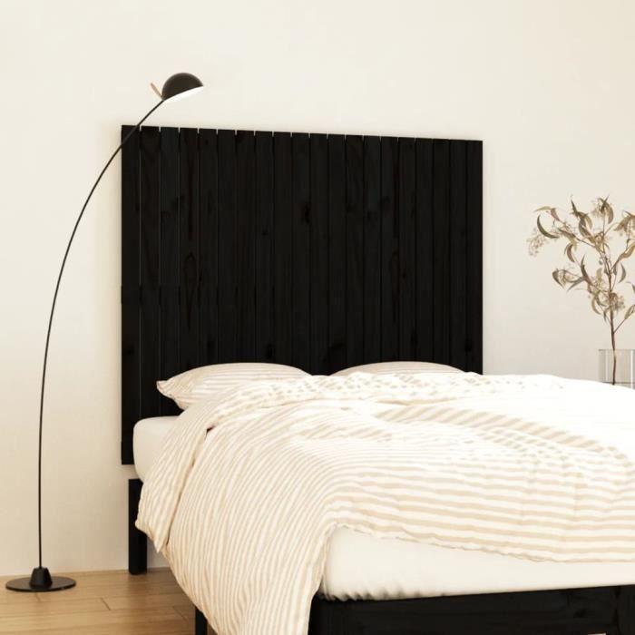 824942 vidaXL Wall-mounted Headboard Black 127.5x3x110 Cm Solid Pine Wood