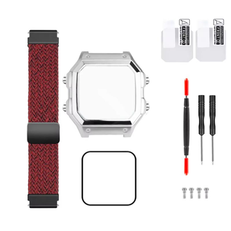 For Casio AE1200 AE-1200 Mod Kit Metal Watch Case Bracelet Sealing Ring 304 Stainless Steel Watchband Case Woven Nylon Strap