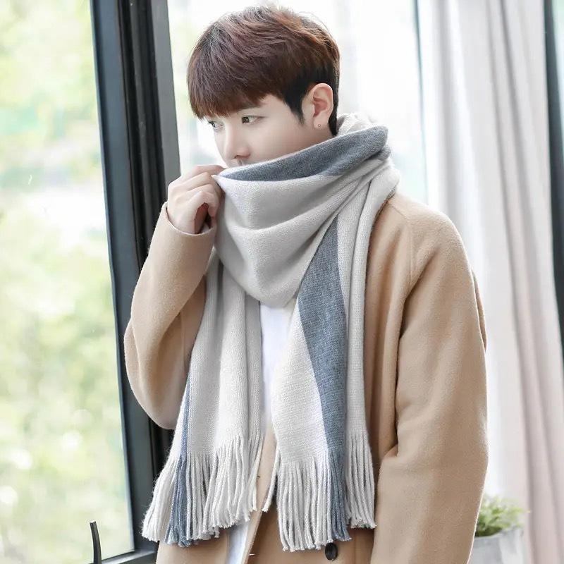 

New Korean Style Scarf for Women in Winter Simple and Versatile British Men s Scarf Woolen Neck Scarf Thickened Student Long Style To Keep Warm
