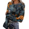Women's Slim Fit Long Sleeve Halloween Printed T-Shirt with Thumb Holes Neck Pullover Base Layer