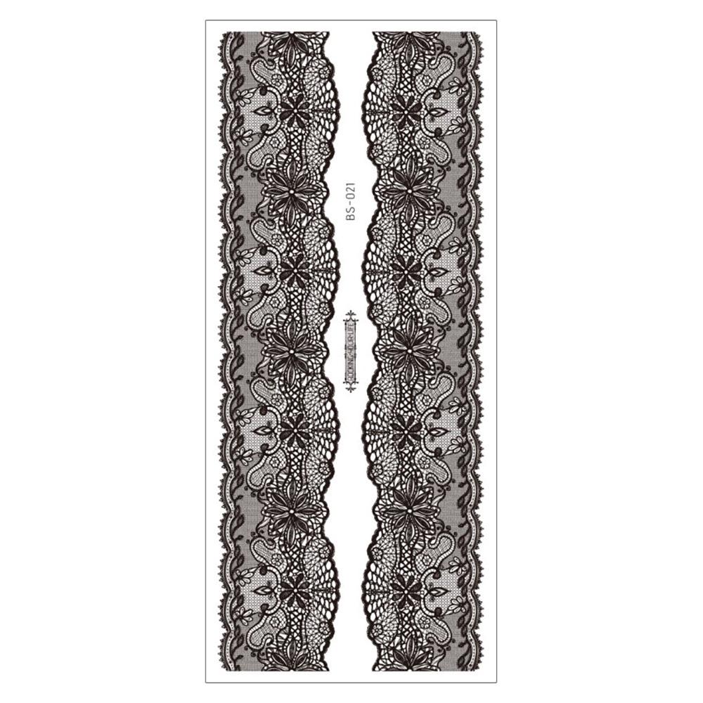 Waterproof Black Lace Thigh Garter Henna Temporary Tattoo Stickers