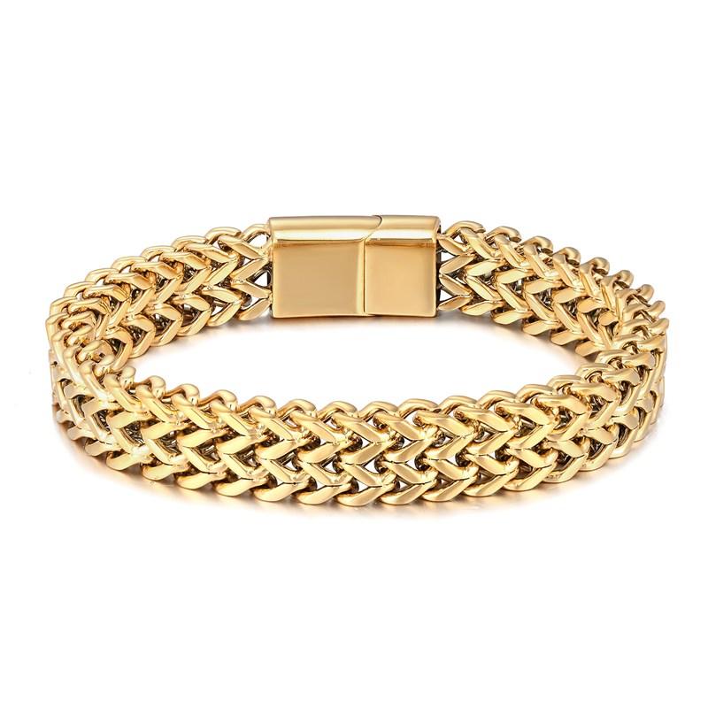 10MM Wide Cuban Link Chain Bracelet Men 18k Plated Stainless Steel Mens Bracelets & Bangles Hip Hop Biker Hand Chain Bracelet