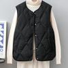 2025 Autumn/Winter Women's Round Neck Lightweight Quilted Cotton Sleeveless Vest