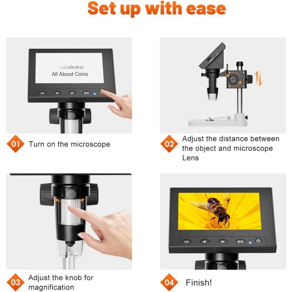 4.3 inch 1000X LCD USB Digital Coin Soldering Microscope PC Photo/Video Repair Magnifier Microscopes Camera