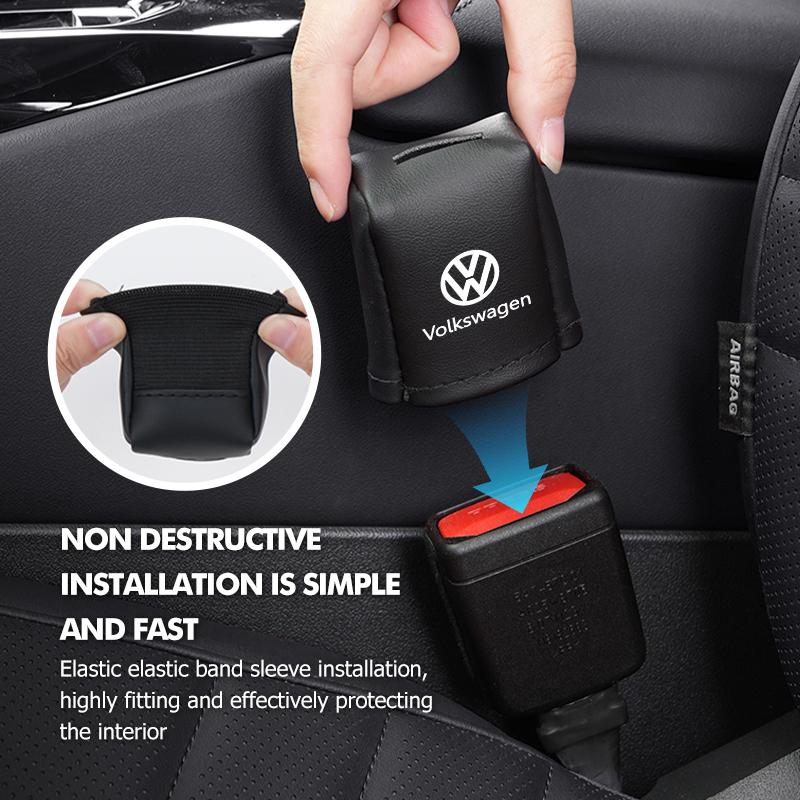 For Volkswagen VW Universal Car Front Seat Belt Buckle Protect Cover Anti Scratch Passat Golf 4 5 6 Tiguan Polo Scirocco Jetta QR9