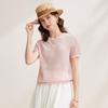 Women's Mulberry Silk Floral Jacquard Knit Short Sleeve Top