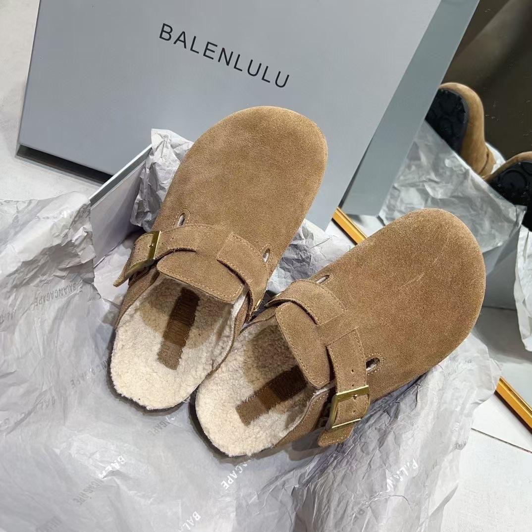 

Boken bag head slippers women s wear half tray 2025 autumn and winter new retro flat bottom one pedal plush shoes 35