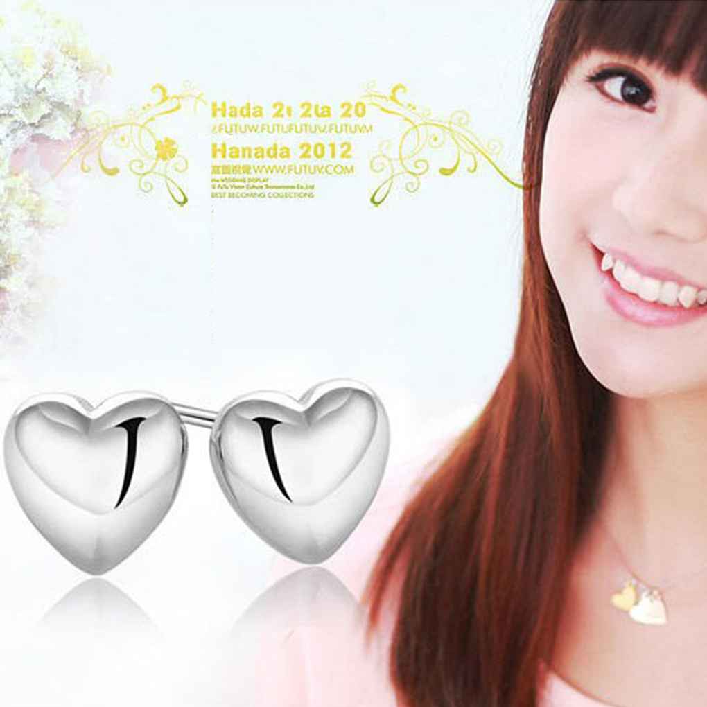 1 Pair Women Heart Shape Ear Glossy Jewelry Ears Small Studs Earrings Stud Trendy Piercing Party Simple Female