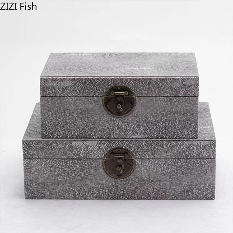 Chinese Style Lock Buckle Jewelry Boxes Leather Cosmetic Jar Dresser Table Desk Decoration Home Exquisite Jewelry Storage Jar