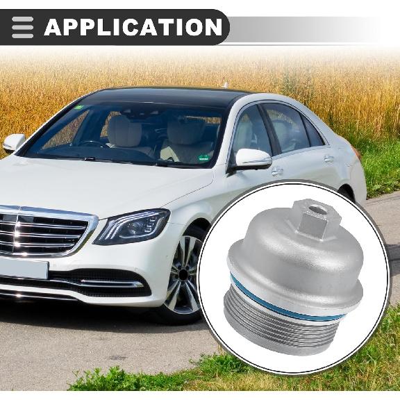 Motoforti Engine Oil Filter Housing Cover, for Cadillac CTS 2.8L 3.0L 3.6L 2004-2015, Metal,Silver Tone