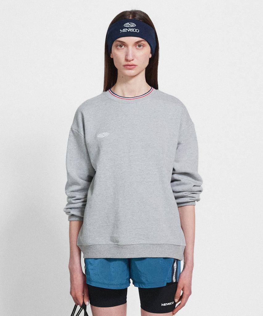 Minasu Track Volume Point Round Sweatshirt_Melange Gray