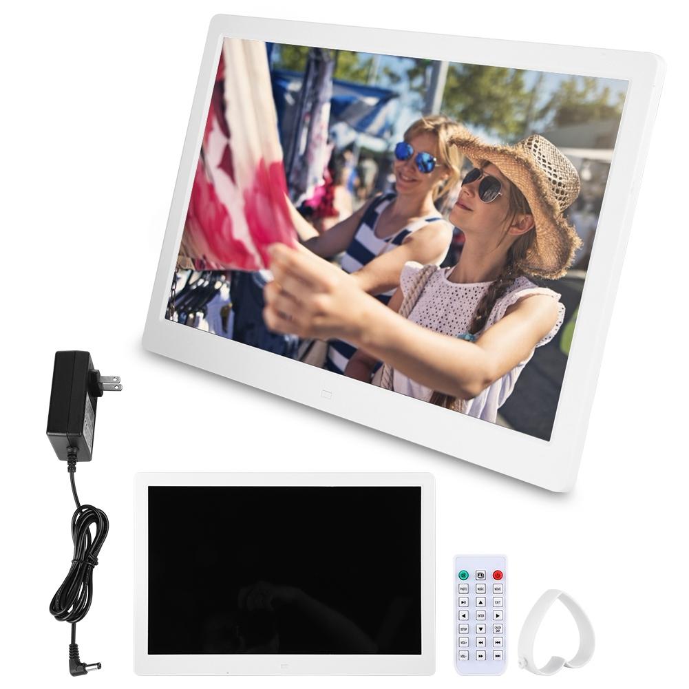 15,4 Zoll 1280*800 HD Digitaler Fotorahmen Wecker Player Album Fernbedienung Weiß