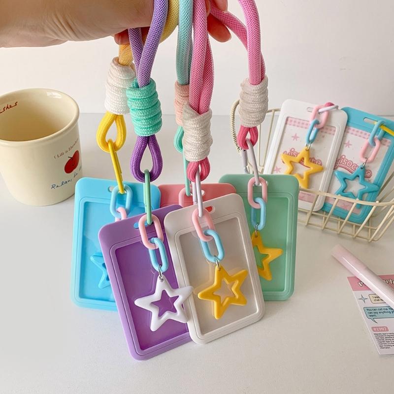 Photocard Holder Keychain Star Photocard Holder ID Cards Protective Sleeve School Stationery Supplies for Women Girls